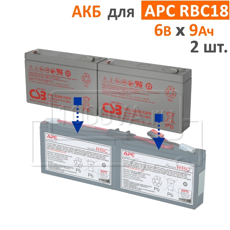 Комплект аккумуляторов для APC RBC18