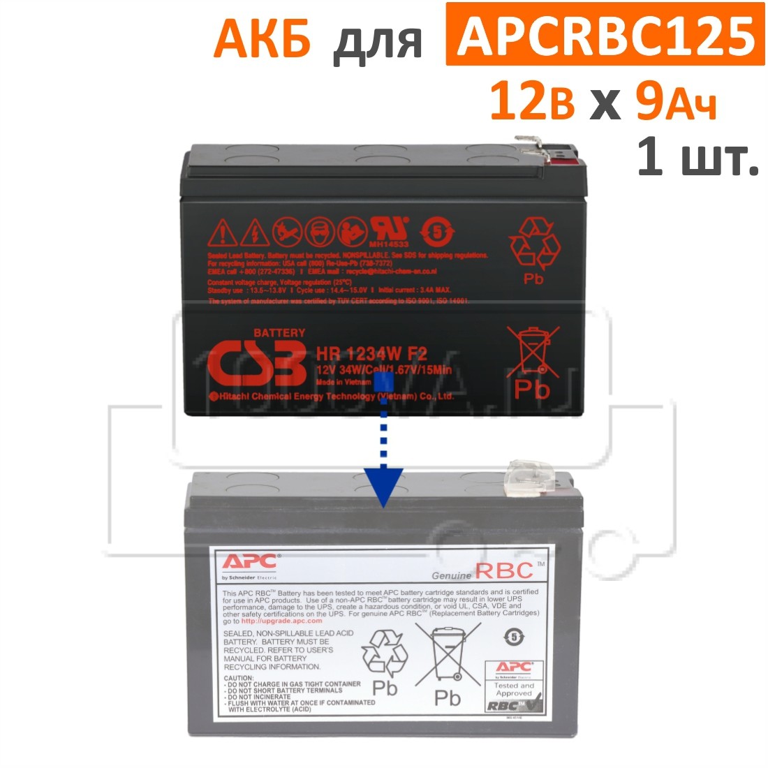 CSB, BB Battery Комплект аккумуляторов для APCRBC125